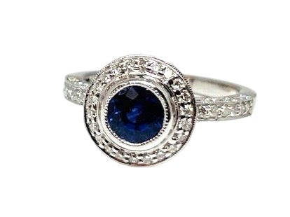 18k 1.23 Carat Sapphire and Diamond Ring