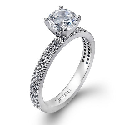 Simon G Double Row Pave Engagement Ring