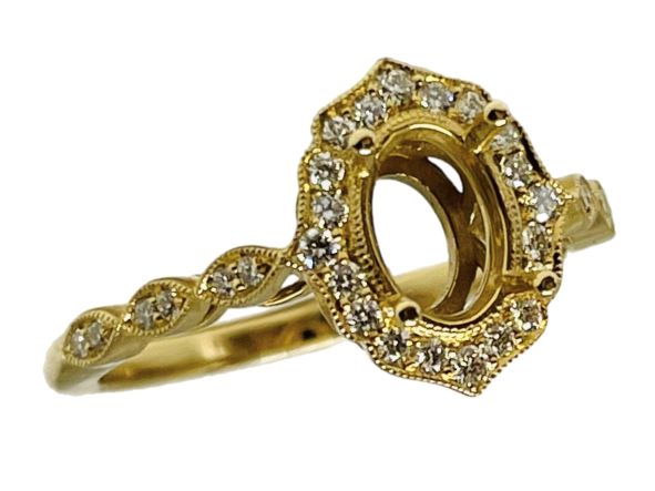 18k Yellow Gold Vintage Inspired Engagement Ring