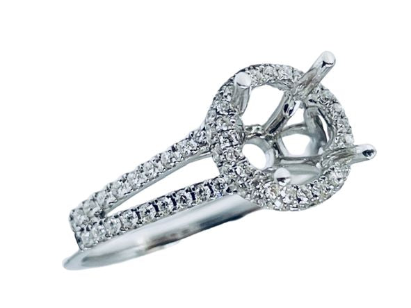 18k Split Shank Halo Style Diamond Engagement Ring