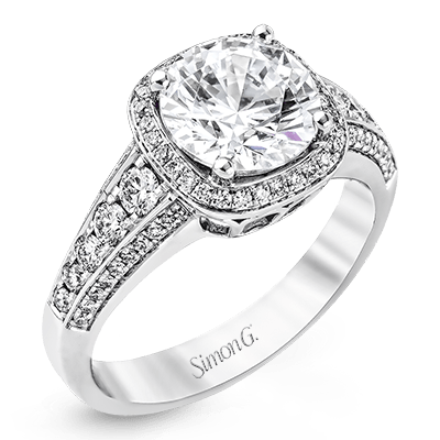 18k White Gold Halo Engagement Ring Setting