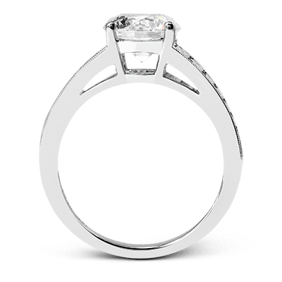 Diamond Halo Engagement Ring Setting with Tapered Baguettes in