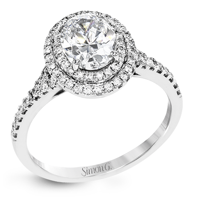 18k White Gold Double Halo Diamond Engagement Ring Setting