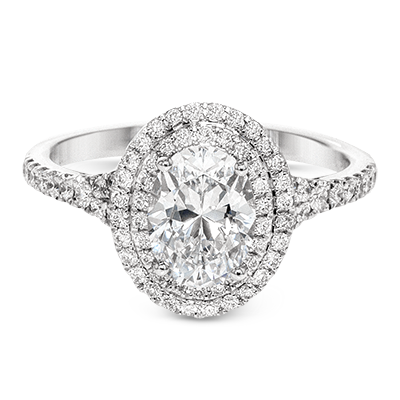 18k White Gold Double Halo Diamond Engagement Ring Setting - Harby Jewelers