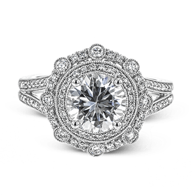 18k White Gold Vintage Diamond Engagement Ring - Harby Jewelers
