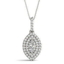 14kt Marquise Shaped Halo Pendant