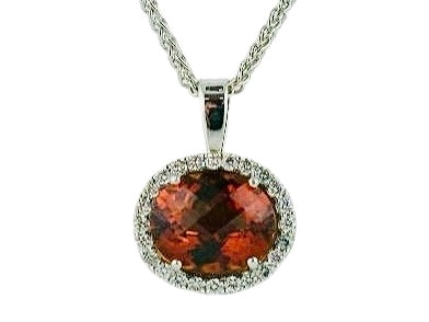 18kt Citrine Quartz and Diamond Pendant