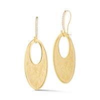 14k Hammered Yellow Gold Dangle Diamond Earrings