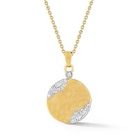 14k Yellow Gold Diamond Disc Shape Necklace