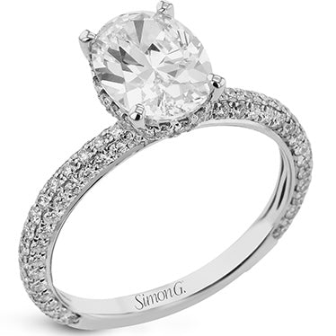 18k Hidden-Halo Diamond Engagement Ring Setting