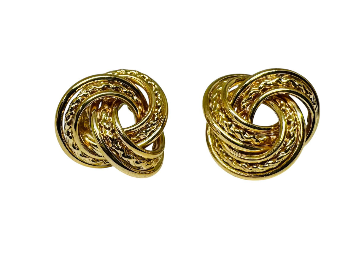 14kt Textured Knot Design Earrings
