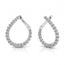 14k White Gold Hoop Diamond Earrings