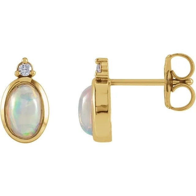 14kt Opal and Diamond Earrings