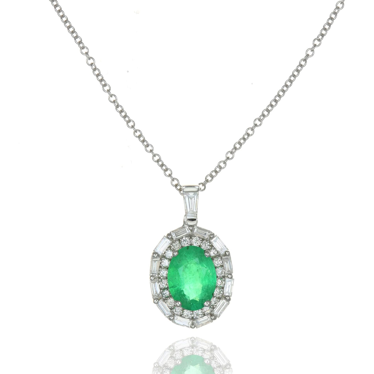 18k Emerald and Diamond Necklace