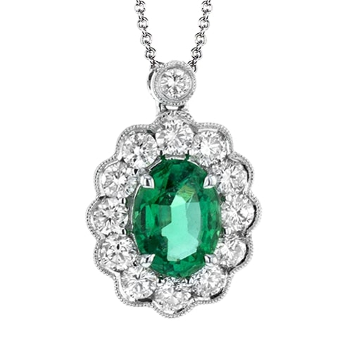 18k Emerald and Diamond Necklace