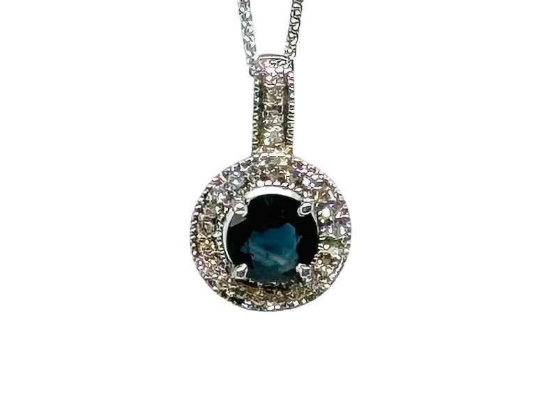 14k Sapphire and Diamond Pendant