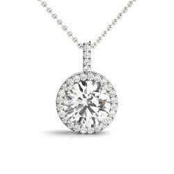 1.30 Carat Round Diamond Halo Necklace