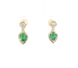 14k Emerald and Diamond Earrings