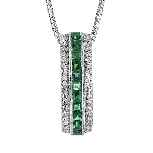 18k Emerald and Diamond Necklace