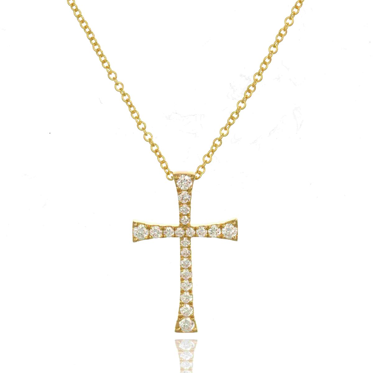 18k Yellow Gold Diamond Cross Pendant