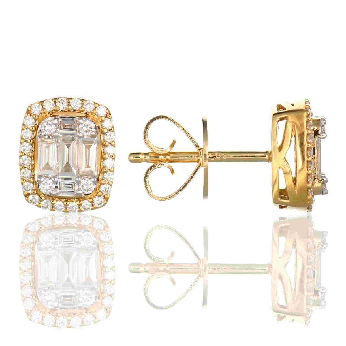 18k Mosaic Diamond Earrings - .64 Carats