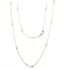 Diamond Station Necklace - .30 Carats - 14k Yellow Gold