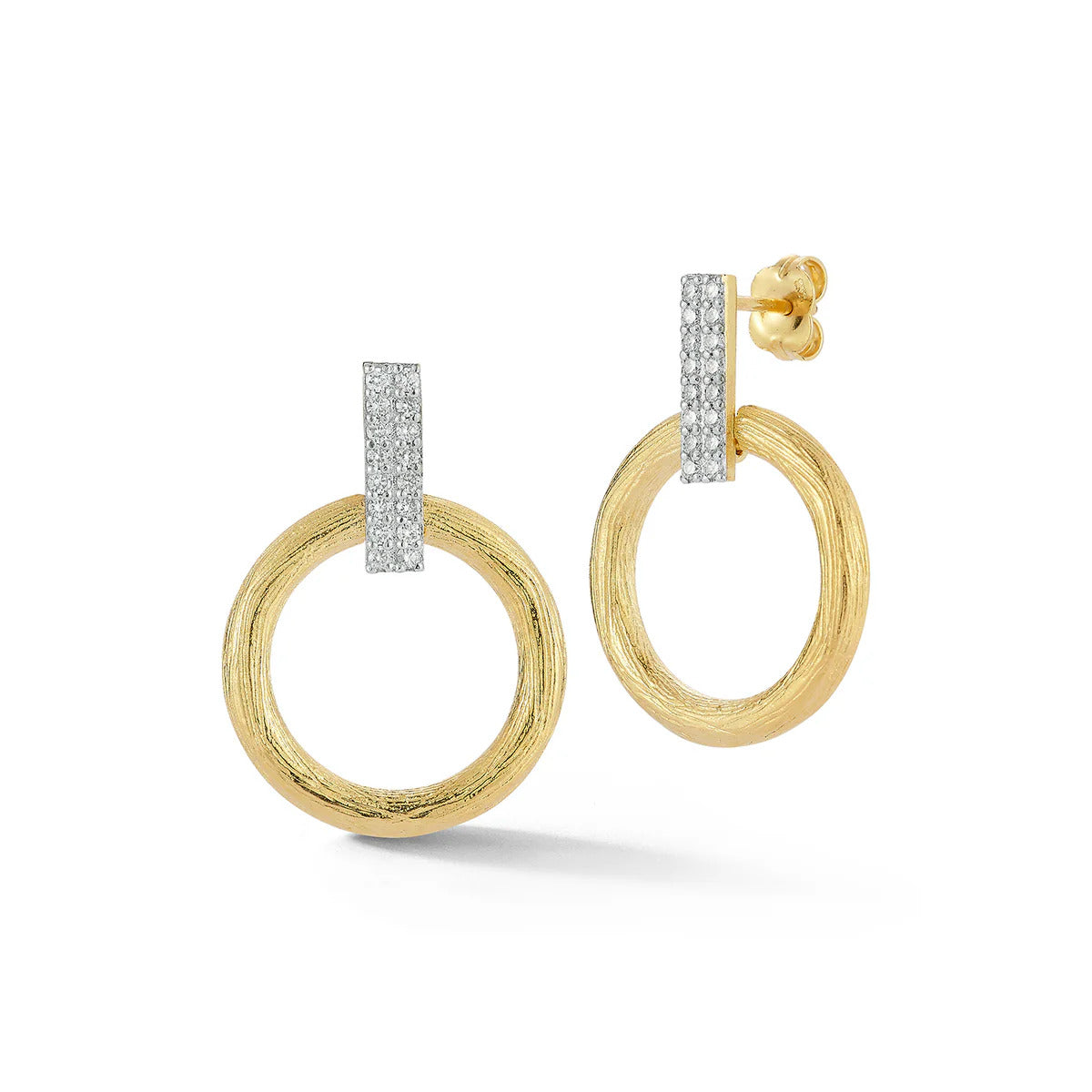 14k Diamond Earrings with Textured Finish