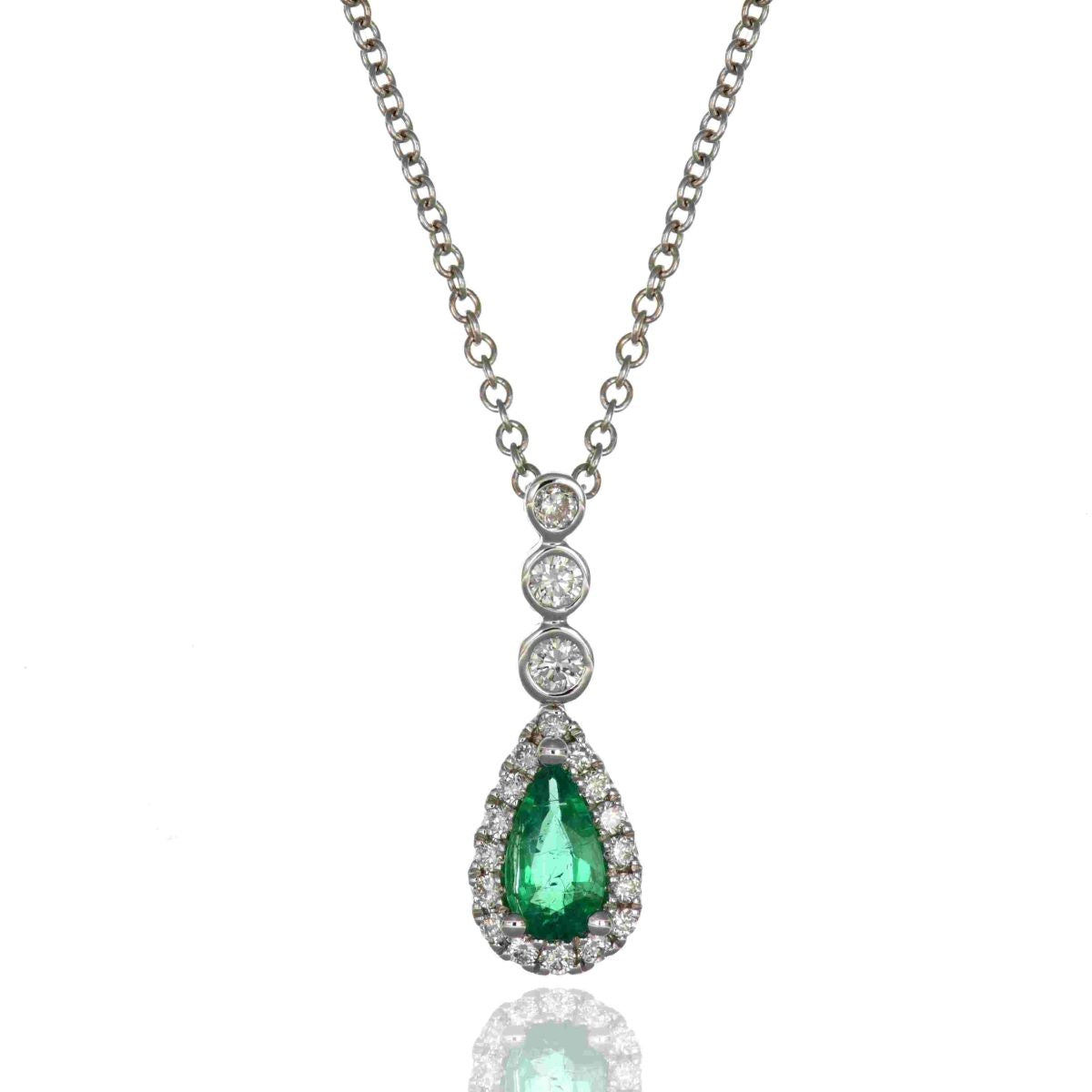 18k Emerald and Diamond Pendant