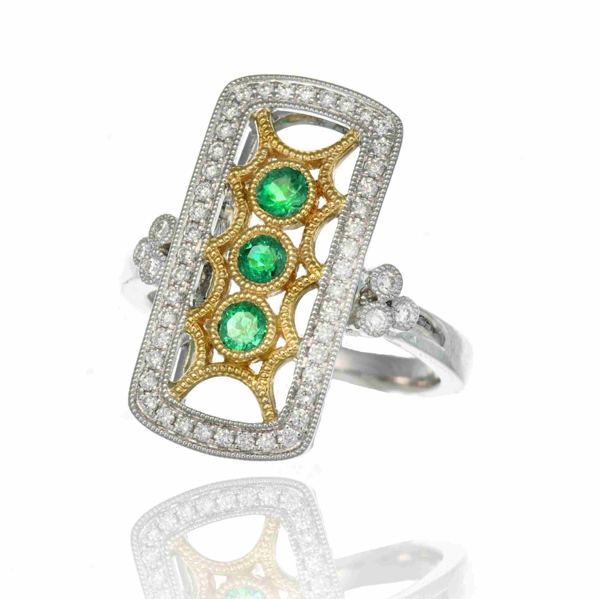 18k Emerald and Diamond Ring