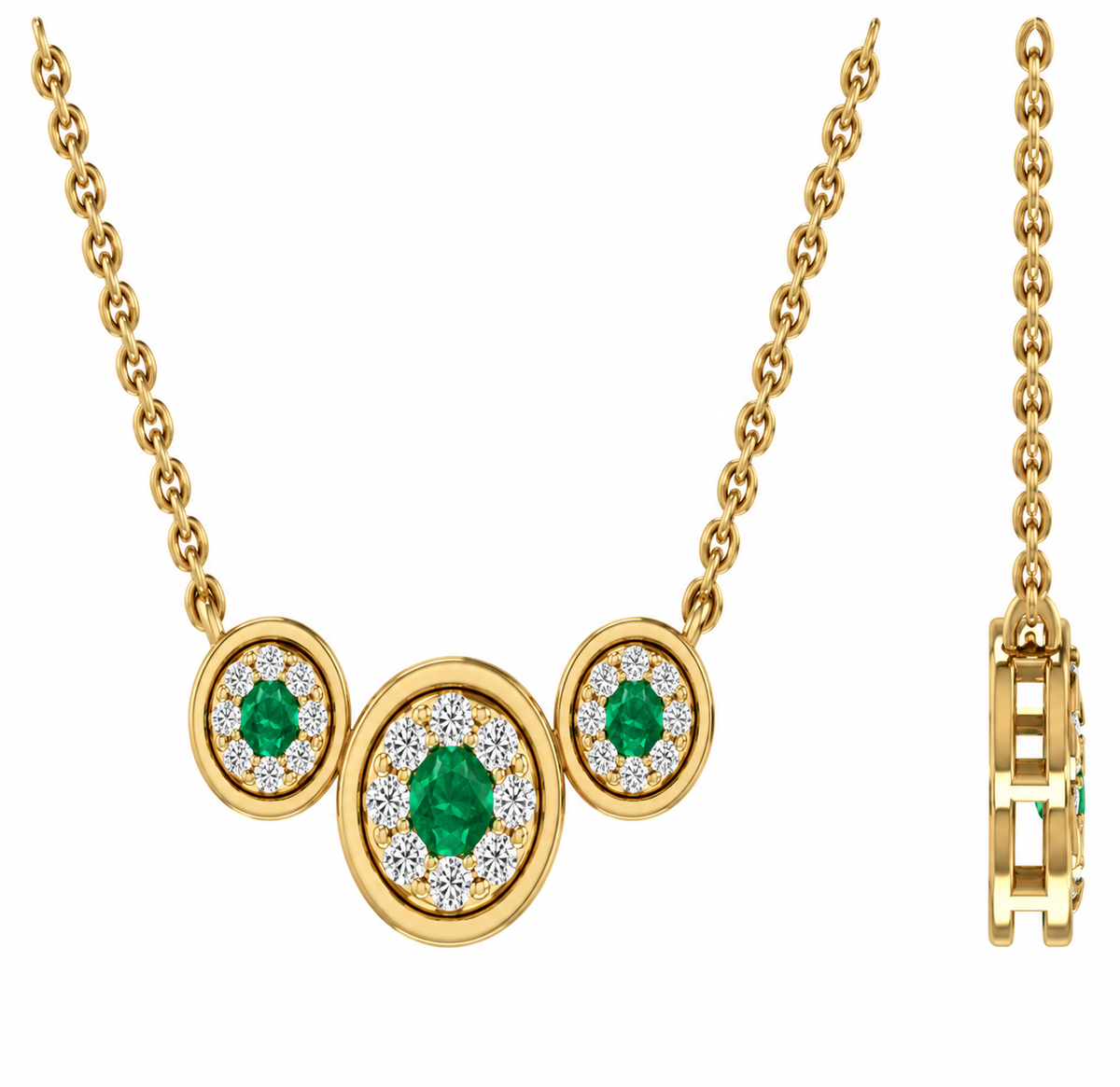 14k Emerald and Diamond Pendant