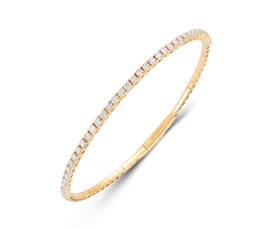 Flexible Diamond Bangle Bracelet - 1.46 Carats -14k Yellow Gold