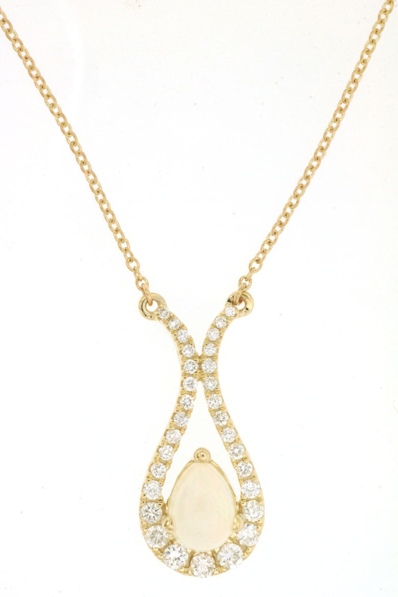 14k Opal and Diamond Pendant