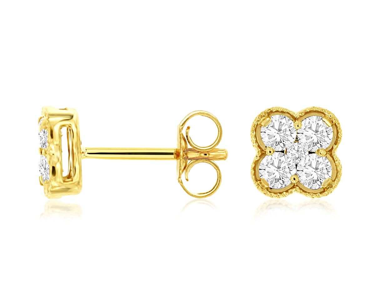 14k Diamond Cluster Earrings