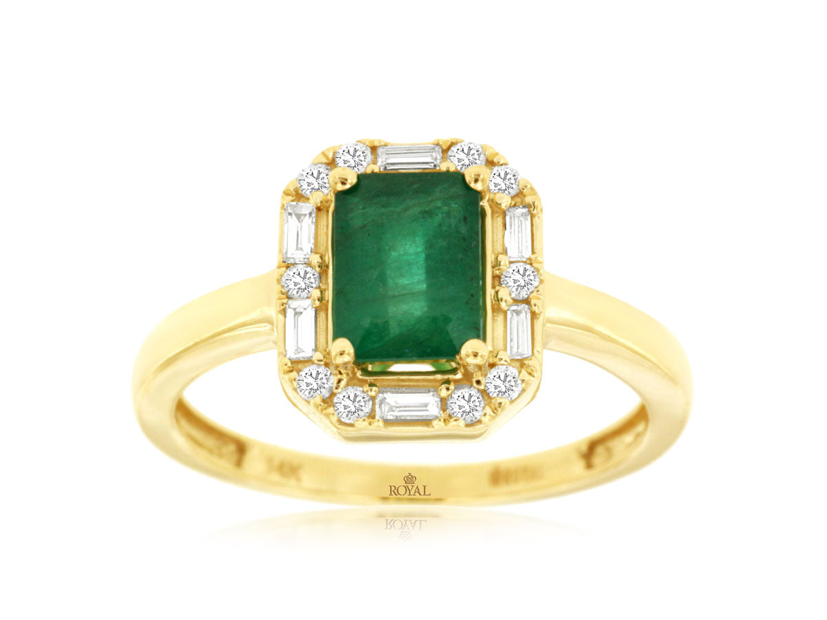 14k Emerald and Diamond Ring