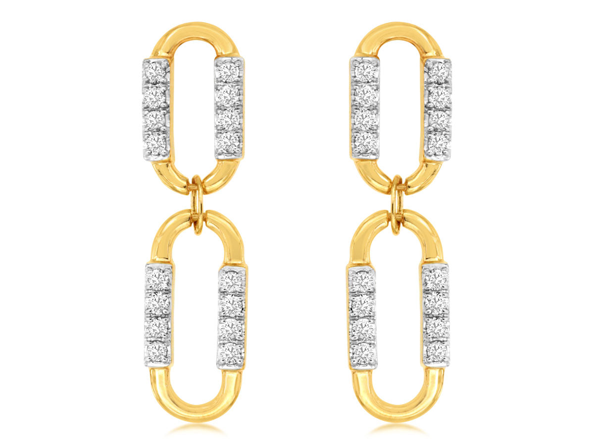 14k Open Link Dangle Diamond Earrings