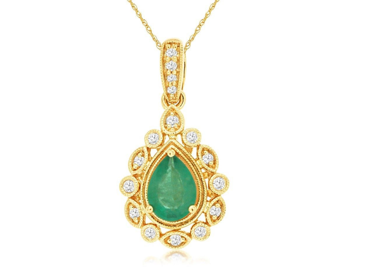 14k Emerald and Diamond Pendant