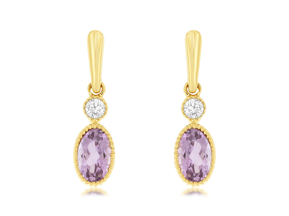 14k Amethyst and Diamond Earrings