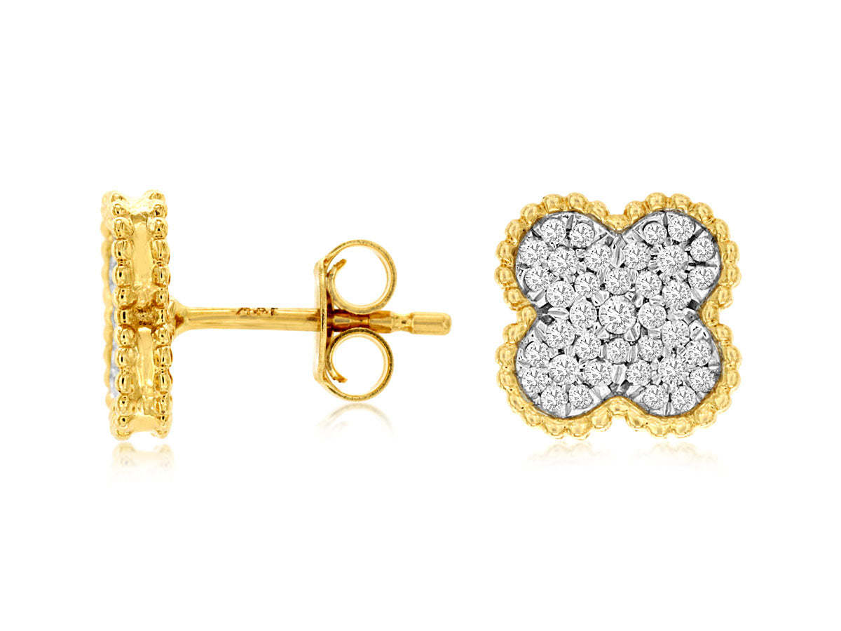 14k Clover Style Diamond Earrings