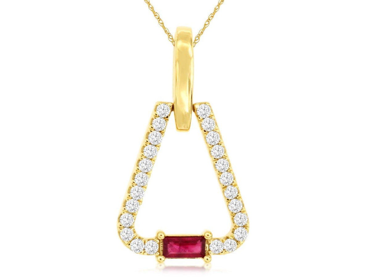 14k Ruby and Diamond Open Link Necklace