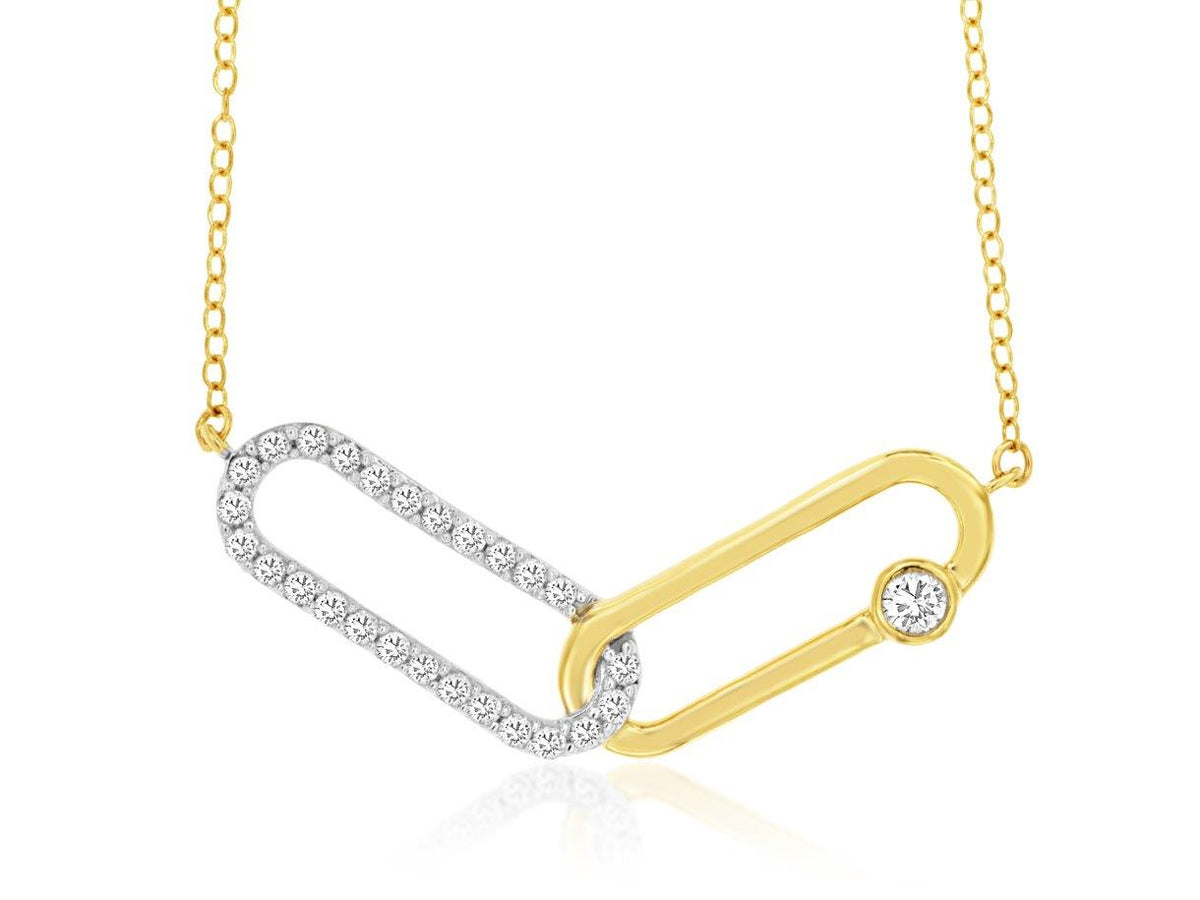 14k Interlocked Link Style Diamond Necklace
