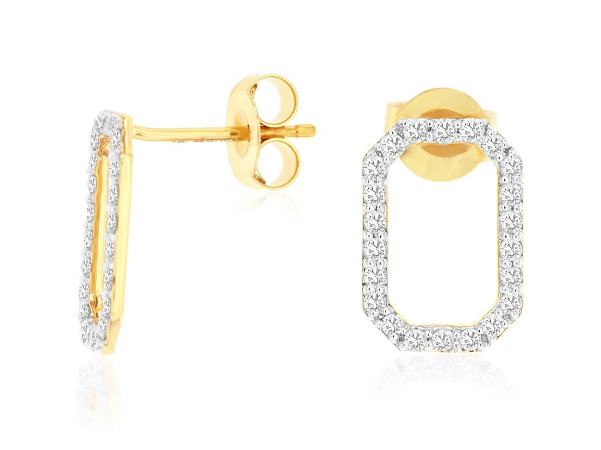 14k Rectangular Diamond Earrings