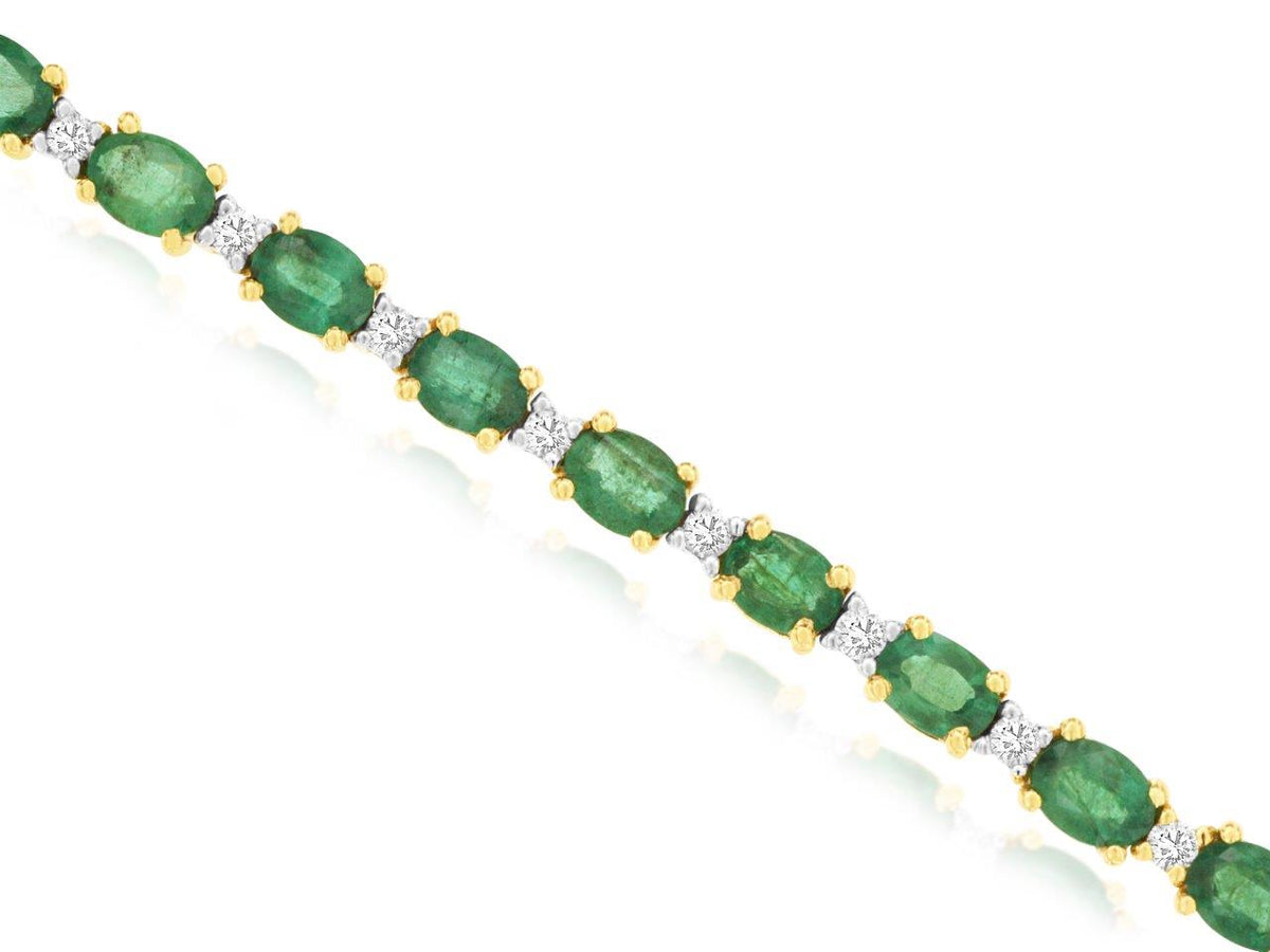 14k Emerald and Diamond Bracelet