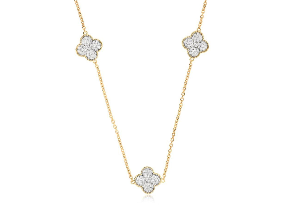 14k Diamond Clover Station Necklace