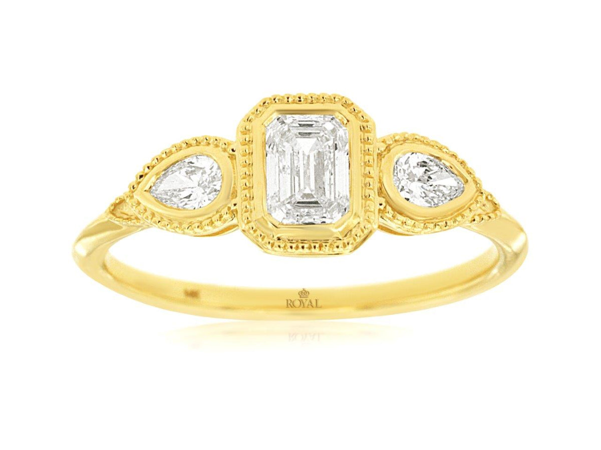 14K Emerald Cut and Pear Shape Diamond Ring (Copy)