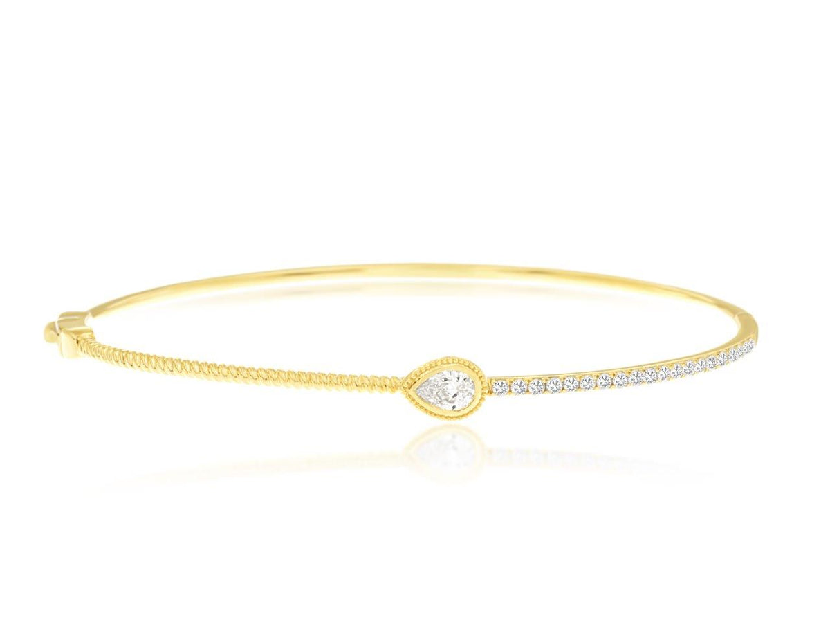 14k Pear Shape Diamond Bangle Bracelet