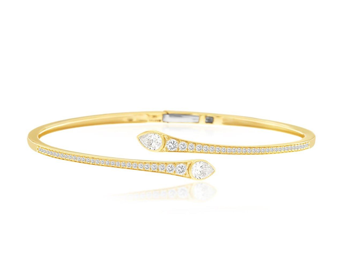 14k Pear Shape Diamond Bangle Bracelet