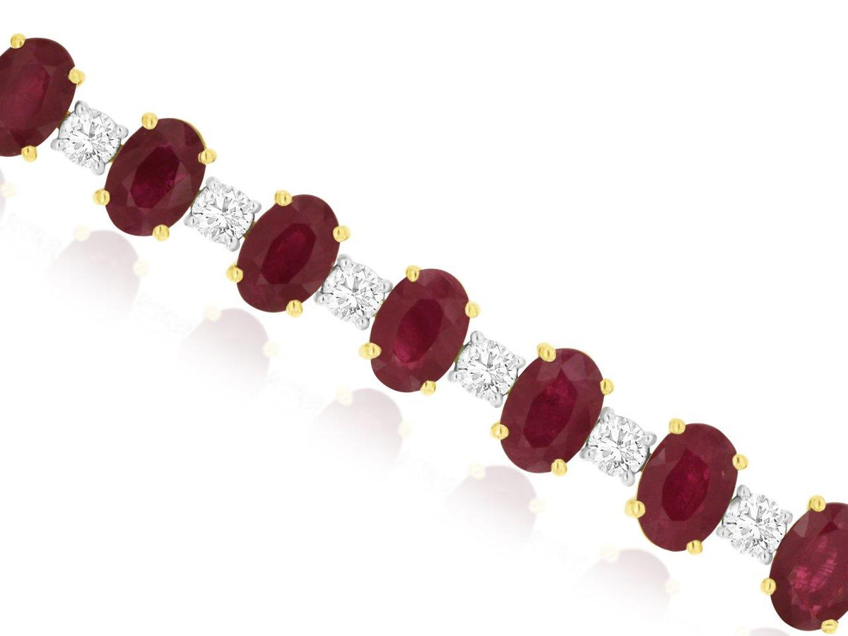 14k Yellow Gold Ruby and Diamond Bracelet