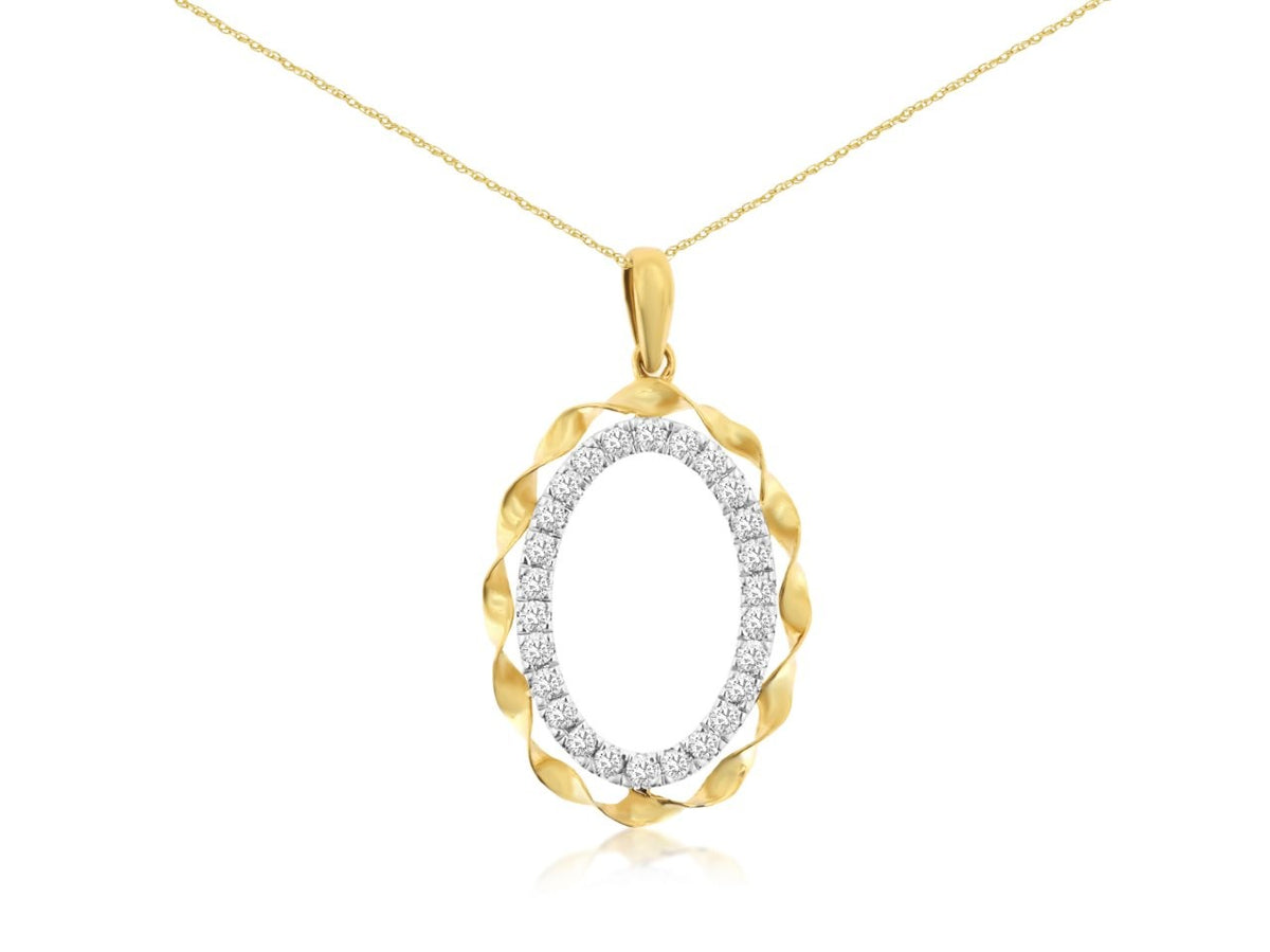 14k Open Oval Link Diamond Necklace
