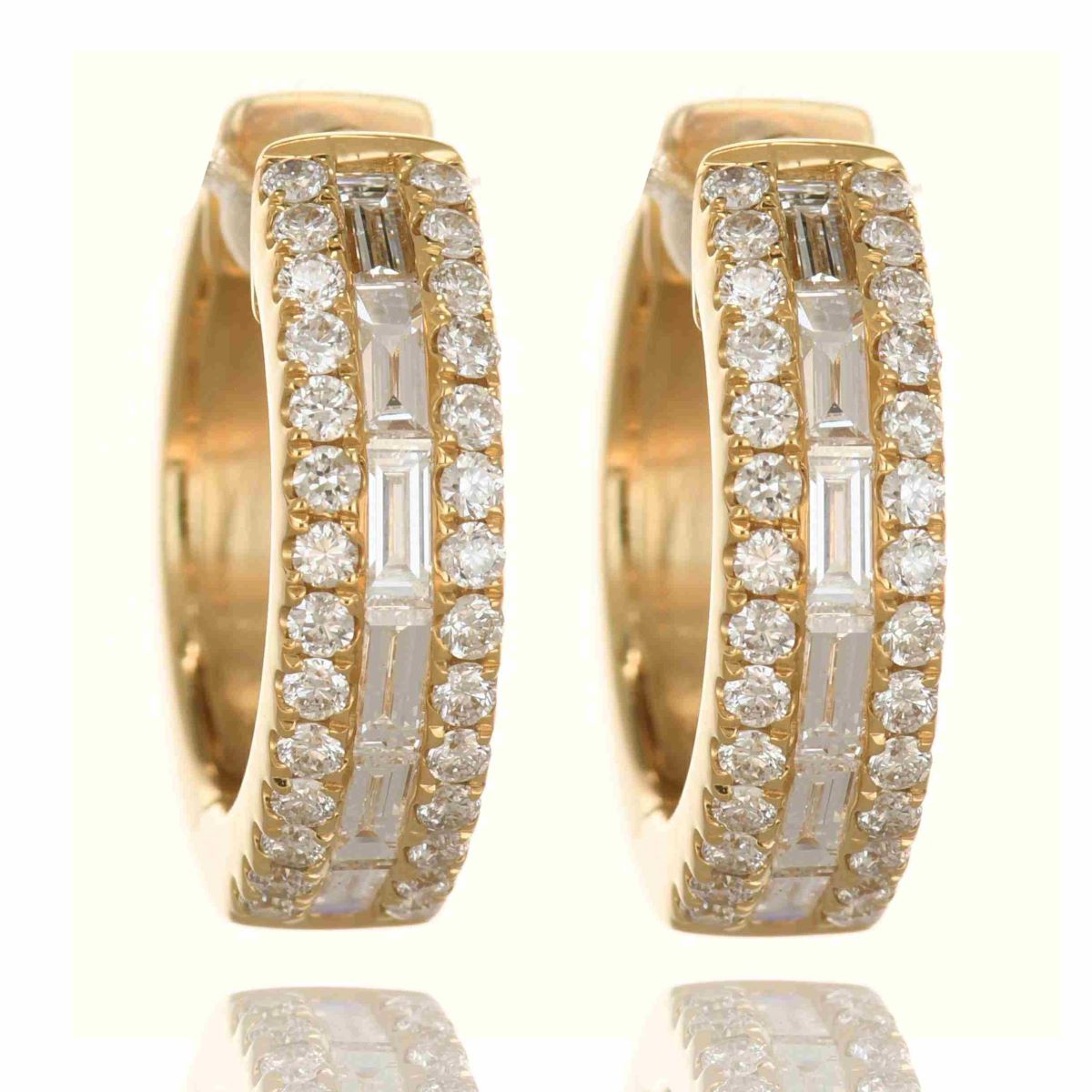 Diamond Hoop Earrings - .66 Carats- 18k Yellow Gold