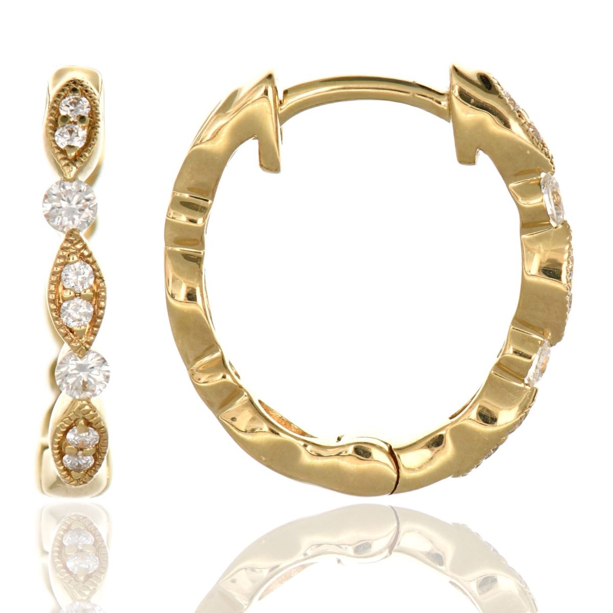 Diamond Hoop Earrings - .16 Carats - 18k Yellow Gold